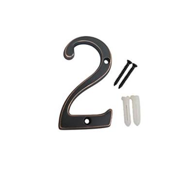 Imagem de QCAA Casa de latão maciço pesado tradicional número 2, 10 cm, bronze veneziano, 1 pacote, feita em Taiwan