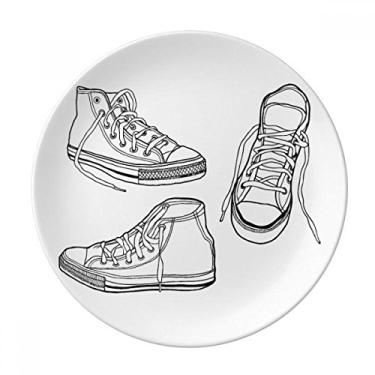 Imagem de Prato de sapatos de lona branco pintado à mão decorativo de porcelana Salver louças de jantar