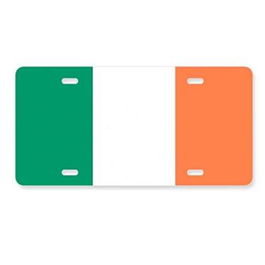 Imagem de DIYthinker Placa de carro com bandeira nacional da Irlanda para decoração de carro em aço inoxidável