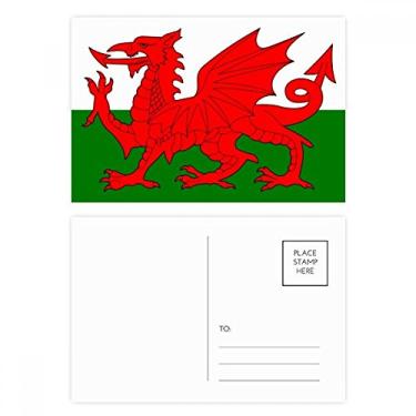 Imagem de Conjunto de cartão postal com bandeira nacional do País de Gales, cartão de felicitações de aniversário
