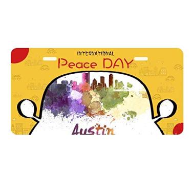 Imagem de DIYthinker Placa de licença em aquarela Austin America City Decoração de carro Dia da Paz