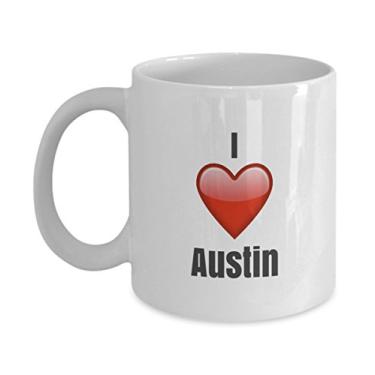 Imagem de Caneca de café de cerâmica exclusiva I Love Austin ideia de presentes