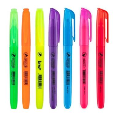 Imagem de Kit Marca Texto 7 Cores Neon Fluorescente - BRW