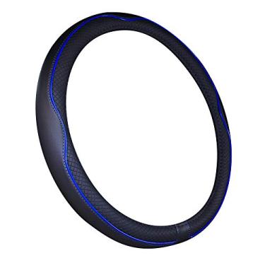 Imagem de Capa para volante de barco de couro microfibra 33-34 cm (preto e azul escuro)