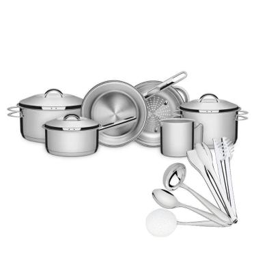 Imagem de Jogo de Panelas Solar e Utesílios 13pçs em Aço Inox Tramontina