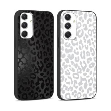 Imagem de RUMDEY Pacote com 2 lindas estampas de guepardo para Samsung Galaxy A54 5G 6,4 polegadas, capas de luxo com design de padrão de leopardo, capa protetora à prova de choque de TPU de silicone macio para mulheres e meninas - preto e branco