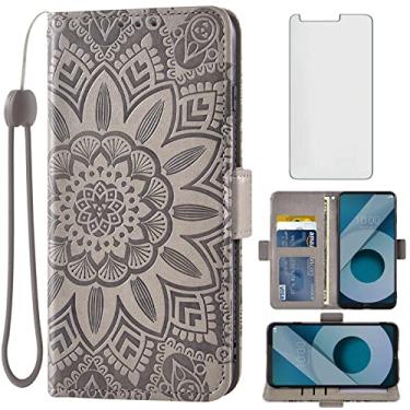 Imagem de Asuwish Capa de telefone para LG Q6/Q6 Plus/Q6 Mini com protetor de tela de vidro temperado e carteira de couro floral capa flip suporte para cartão de crédito acessórios de celular Q6+ Alpha Prime