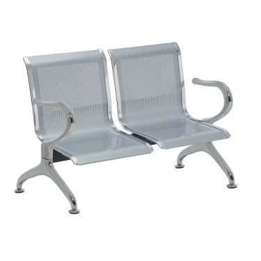 Imagem de Cadeira Longarina Cromada 2 Lugares Cinza