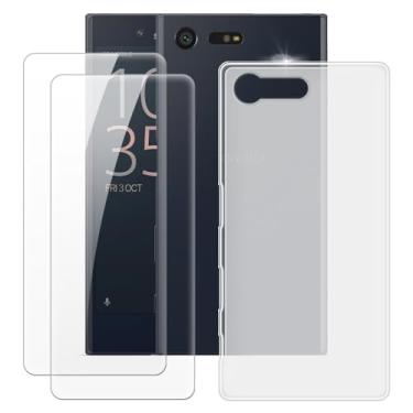 Imagem de MILEGOO Capa compacta para Sony Xperia X + 2 peças protetoras de tela de vidro temperado, à prova de choque, capa de TPU de silicone macio para Sony Xperia X Compact (11,7 cm) branca