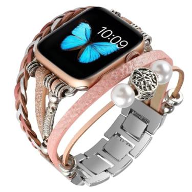 Imagem de Waillynice Pulseira de metal para Apple Watch série 876 SE54Ultra, pulseira feminina para IWatch de 49 mm, 45 mm, 41 mm, 40 mm, 38, 44 mm (rosa, 38 40 41 mm)