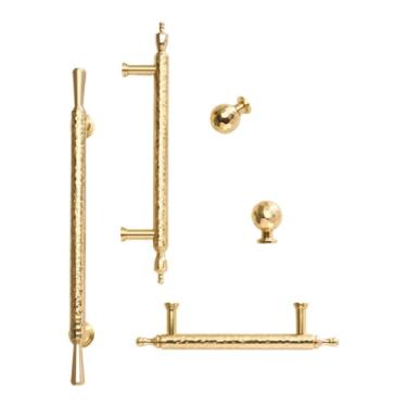 Imagem de Puxadores de móveis de latão maciço com padrão de martelo feito à mão para armários de guarda-roupas, gavetas, vestiários, puxadores de móveis, CH065H, PB, 160238