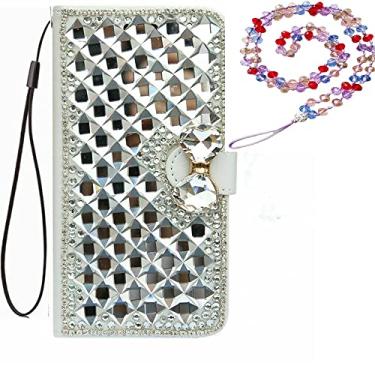 Imagem de Capa para Samsung Galaxy M22, capa protetora de couro brilhante e alça de pescoço [suporte] [compartimentos para cartões] [fecho magnético] para Samsung Galaxy F22 (# 40)