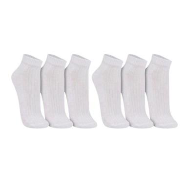 Imagem de Kit Com 6 Pares De Meias Unissex Cano Curto Trifil Algodão, Branco, G 