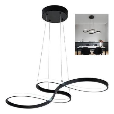 Imagem de Lustre Pendente 3 em 1 Arco Infinito LED Perfil Iluminaçao Sala de Jan