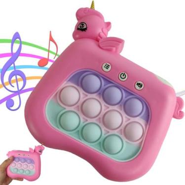 Imagem de Pop It Mini Game Interativo Unicornio Luz Som 4 Modos Jogo Relaxante A