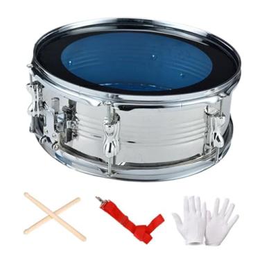 Imagem de rockible Caixa de 13 polegadas Instrumentos musicais com alça de ombro Instrumento de percussão portátil Tambor de tom duplo para adolescentes e crianças, Prata
