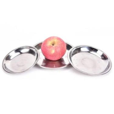 Imagem de 2 Bandejas Saladeira Redonda em Aço Inox Alimentos 25cm - Chinatown