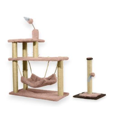 Imagem de Arranhador Para Gatos 3 Plataformas Rede E Brinquedos Poste P Torre Si