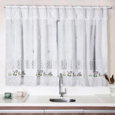 Imagem de Cortina para Cozinha Renda 2,00x1,20m c/ Bandô - Interlar , Branca Vaq