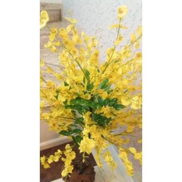 Imagem de Planta Artificial CHUVA DE ORQUÍDEA AMARELA 1,30m de altura - Flora GA