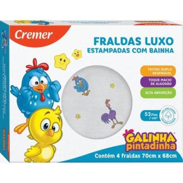 Imagem de Fralda de Pano Galinha Pintadinha C/ Bainha - Cremer 70x68  (CX 4UN)