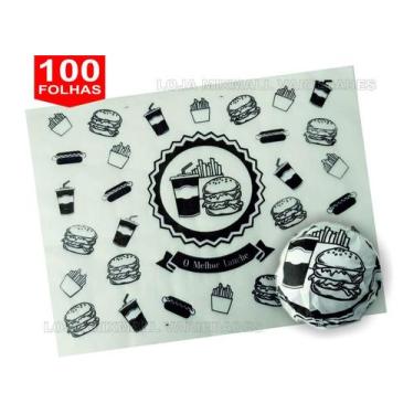 Imagem de Papel Acoplado Hamburguer 40X40cm Lanche Forte Com 100 Unid - Tolepel