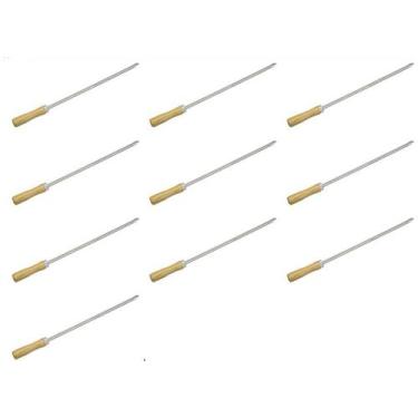Imagem de Kit 10 mini espeto churrasco coraçao inox 39 cm churrasquinho matrinox