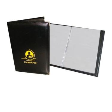Imagem de Kit 2 Pastas Cardápio Em material sintético Luxo A4 Com 4 Bolsas Pvc -