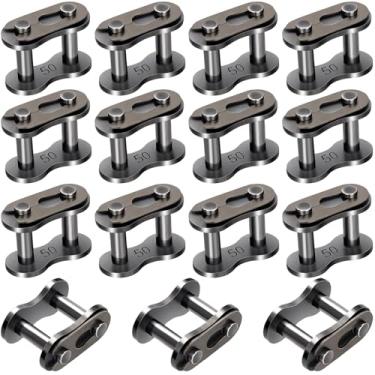 Imagem de PAGOW 15 peças #50 elos de conexão de corrente de rolo, ligação de conector mestre resistente para bicicletas, mini bicicletas, motocicletas, karts, máquinas agrícolas, máquinas domésticas e