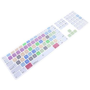 Imagem de WYGCH Capa protetora para teclado de silicone estendido com atalhos ultrafinos para Mac Teclado com fio de alumínio MB110LL/B (A1243) Teclado numérico (para Adobe Photoshop)