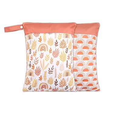 Imagem de Smarbore Adulto Unissex Pacote com 2 Sacos Molhados e Secos para Fraldas de Bebê e Parte Da Bomba Tira Leite, Saco Molhado Reutilizável À Prova D'Água com Dois Bolsos com Zíper, Bolsa de Ginástica para Piscina de Praia, Carrinho de Bebê, Produtos de Higiene Pessoal para Ioga, Organizador de Creche, 