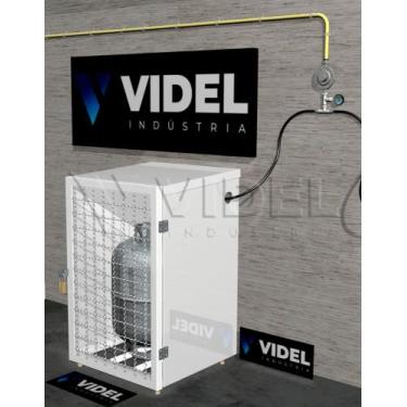 Imagem de Abrigo para Segurança de Gás P/ 1 Botijão Porta de Tela - Branco - Vid