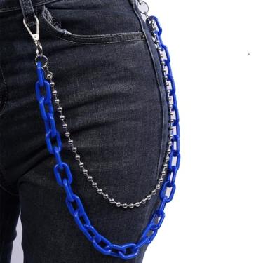 Imagem de YERTTER Calça jeans em camadas de acrílico com cores fofas, correntes de hip hop, corrente de calça jeans de rock gótica colorida de acrílico, corrente de elos de cintura para mulheres e homens Egirls