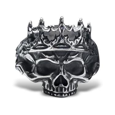 Imagem de bahamut Anel masculino de faca de caveira de capitão pirata para homens, gótico, punk, Halloween, motociclista, aço inoxidável, joia vintage, Aço inoxidável, Sem pedra preciosa