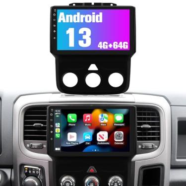 Imagem de Estéreo automotivo para Dodge Ram 2013-2018 1500 2500 3500, Lcsiuco 22.9 cm, atualização de tela Android 13, sistema estéreo Carplay, 4 GB, 64 GB, kit de painel de rádio Android, GPS Bluetooth, para