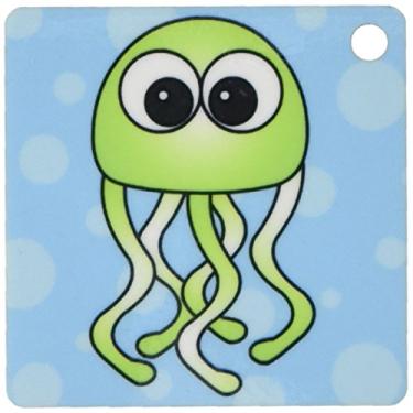 Imagem de 3dRose Água-viva Kawaii verde - chaveiros, 5,7 x 11,4 cm, conjunto de 2 (kc_6348_1)