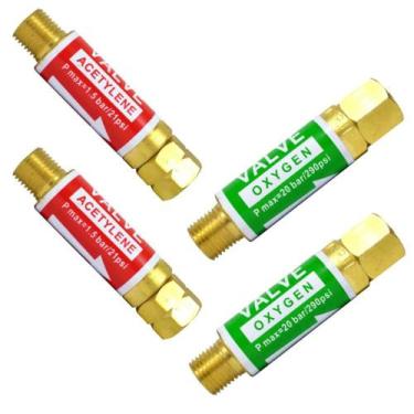 Imagem de Kit: 2 Válvula Corta Chama Oxigênio / Regulador RO + 2 Válvula Corta C