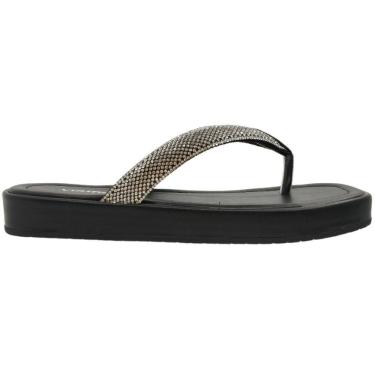 Imagem de Tamanco Dedo Feminino Casual Dia a Dia FlatForm com Strass Via Marte 178-001