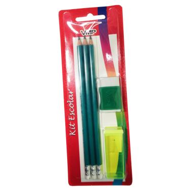 Imagem de VMP Kit Escolar 3 Lápis, Apontador e Borracha