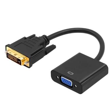 Imagem de Adaptador DVI para VGA, DVI-D 24 + 1 pino macho para VGA 15 pinos conversor fêmea conector de vídeo 1080P