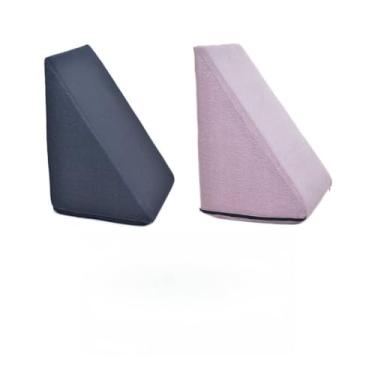 Imagem de Kit 2 Travesseiro Triangular Encosto Espuma Antirefluxo Apoio Costas Anatômico Leitura + Capa Extra(Preto e Rosa)