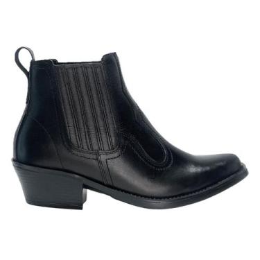 Imagem de Bota Country Masculina Couro Preta Lisa Cano Curto Confort - Lavithi, 