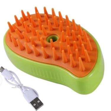Imagem de Escova para Gatos e Cães 3 em 1, Vaporizadora USB, Removedor de Pelos, Desembaraçador e Massageador