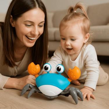 Imagem de Caranguejo Fujão Recarregavel - Pega Caranguejo a Bateria - Brinquedo Divertido com Música e Luzes que Anda e Evita Obstáculos com Sensor para o Desenvolvimento do seu Bebê - Linha Premium