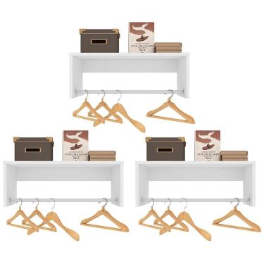 Imagem de Kit 3 Nichos Cabideiros Suspensos Berlim Branco - Lumil Móveis