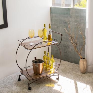 Imagem de Carrinho Bar Decorativo Vintage Aço Corten-castanho Tannat