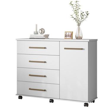 Imagem de Cômoda Flora 1 Porta E 4 Gavetas Branco - Demóbile Branco
