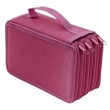 Imagem de Estojo Escolar Grande Espaçoso Com 4 Compartimentos Yepp Rosa Escuro