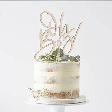Imagem de YESSWL Topo de Bolo Oh Boy-Decoração de Bolo de Festa de Aniversário de Chá de Bebê de Menino de Madeira para A Cabine de Fotos de Festa de 1º Aniversário de Um Menino, Decorações para Festa de Revela