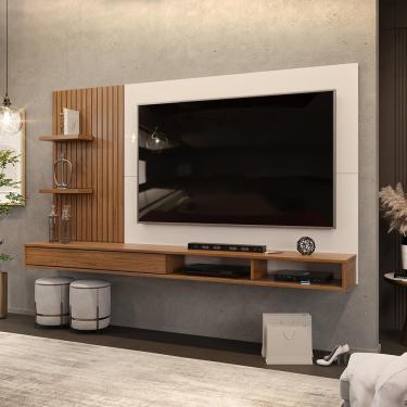 Imagem de Painel Suspenso Tv 60 Pol 190 Cm Bento Freijó Off White Dj Móveis Freijo Off White